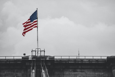 The American flag selective color photography

